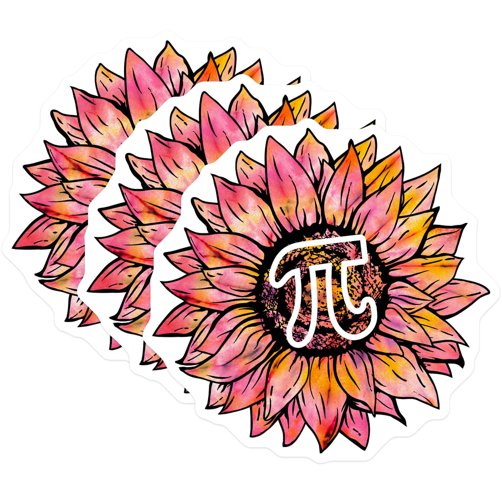 (3 Pack) Sunflower Pi Symbol Decals - Math Student - Teacher Decal - 3 Inches On Longest Side - Easy Peel & Apply - Made in USA - 3MCS4610