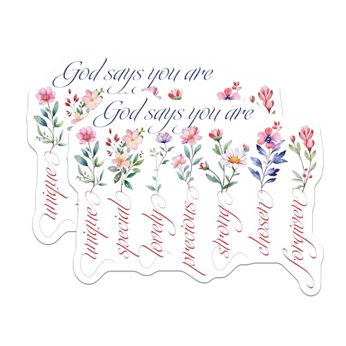 (2 Pack) Christian Inspirational Quote Magnets Magnets - God Says You are Loved - Flower Design - 5" On Longest Side - Made in USA - Sticks to Refrigerators & Metal Surfaces - MAG8581