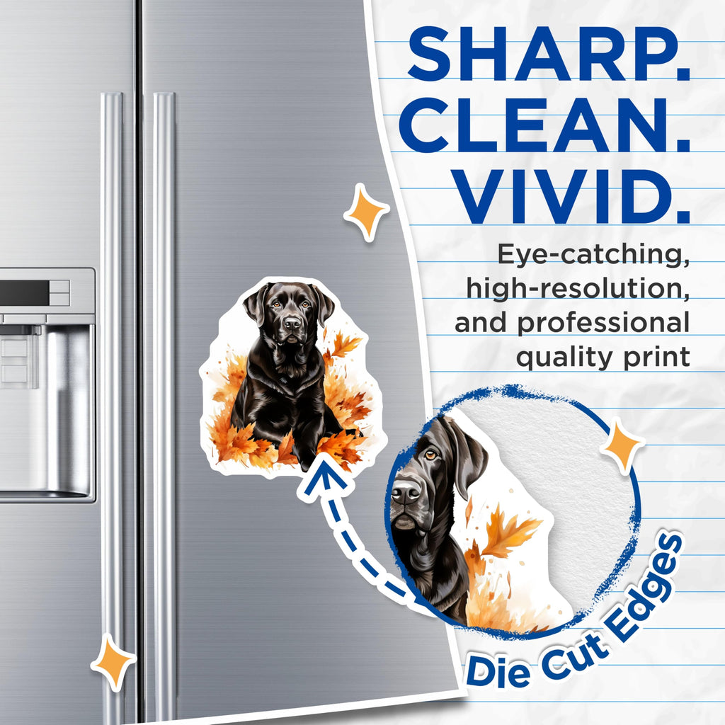(2 Pack) Black Lab Dog Magnets - Autumn Labrador Retriever Decor - Fall Pet Owner Kitchen Art - 5 Inches On Longest Side - Thick Durable Magnet - Made in USA - MAG29121