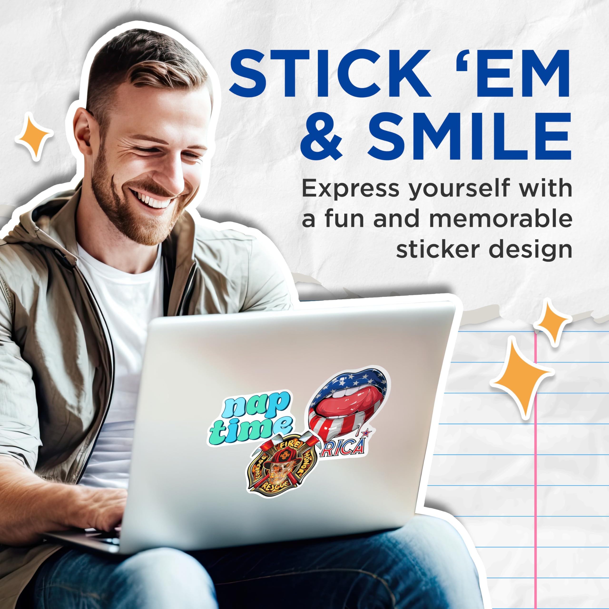 (2 Pack) Nap Time Stickers - Sleepy Stickers - Rest Stickers - 5" On Longest Side - Sticks to Smooth Flat Surfaces - Made in USA - BMCS11920