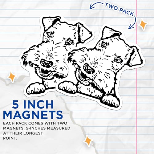 (2 Pack) Cute Dog Illustration Magnets - Pet Lover - Animal Art Fridge Magnets - Canine Art Magnets - 5" On Longest Side - for Cars, Fridges, Toolboxes - Made in USA - MAG4033