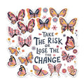 (2 Pack) Take The Risk Magnets - Inspirational Quote Magnets - Butterfly Themed Fridge Magnets- 5" On Longest Side - for Fridges, Toolboxes, Cars - Made in USA - MAG2578