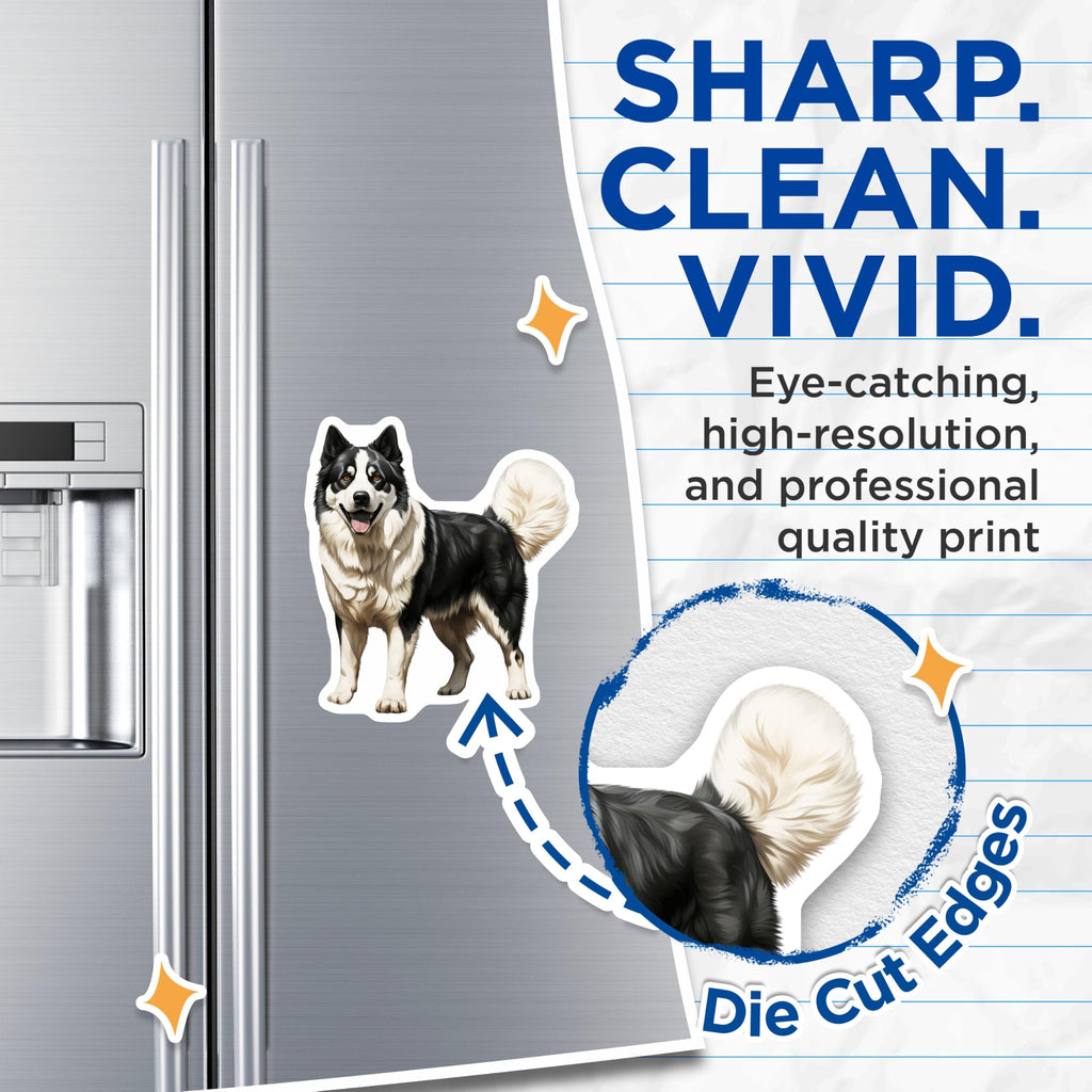 (2 Pack) Husky Magnets - Black White Dog Lover Decor - Pet Owner Kitchen Accessories - 5 Inches On Longest Side - Thick Durable Magnet - Made in USA - MAG28924