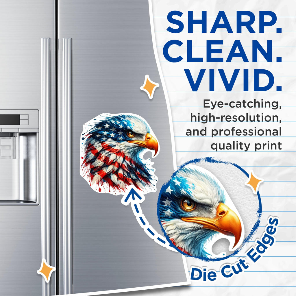 (2 Pack) Patriotic USA Flag Bald Eagle Screaming Eagle Magnets - USA Flag Magnets - 5 Inches On Longest Side - Premium Magnet - for Cars, Refrigerators, Toolboxes - Made in USA - MAG2118