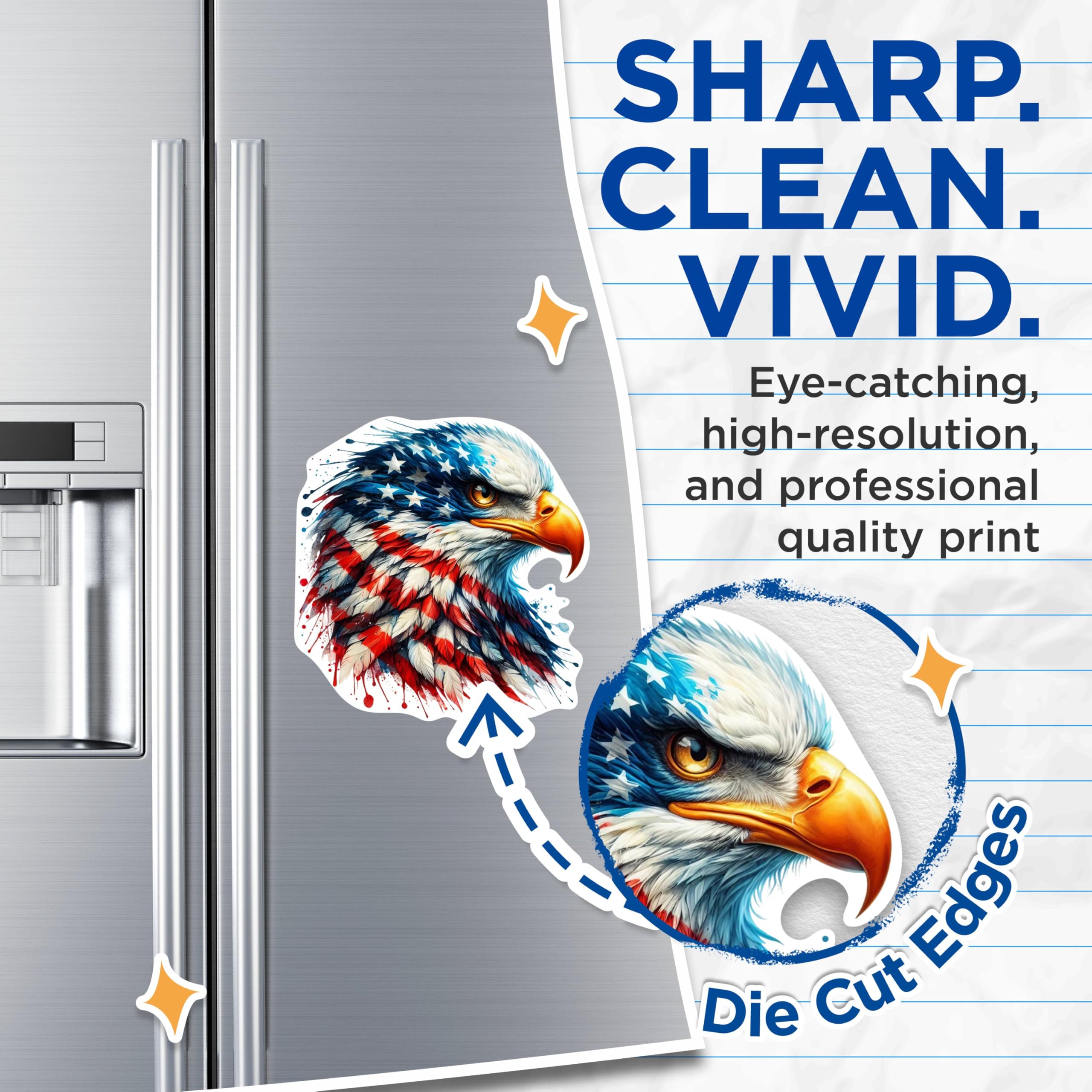 (2 Pack) Patriotic USA Flag Bald Eagle Screaming Eagle Magnets - USA Flag Magnets - 5 Inches On Longest Side - Premium Magnet - for Cars, Refrigerators, Toolboxes - Made in USA - MAG2118