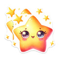 (2 Pack) Cute Star Face Magnets - Kawaii Aesthetic Decor - Positive Vibe Kitchen Accent - Kids Room Locker Magnet - 5 Inches On Longest Side - Thick Durable Magnet - Made in USA - MAG37731