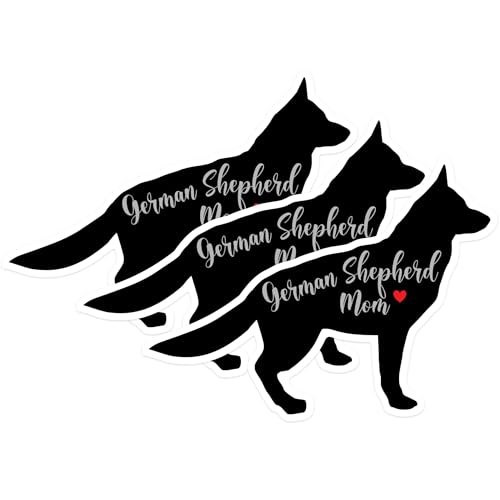 (3 Pack) German Shepherd Decals - Dog Mom Decal - Laptop Decals - 3 Inches On Longest Side - Easy Peel & Apply - Made in USA - 3MCS1344