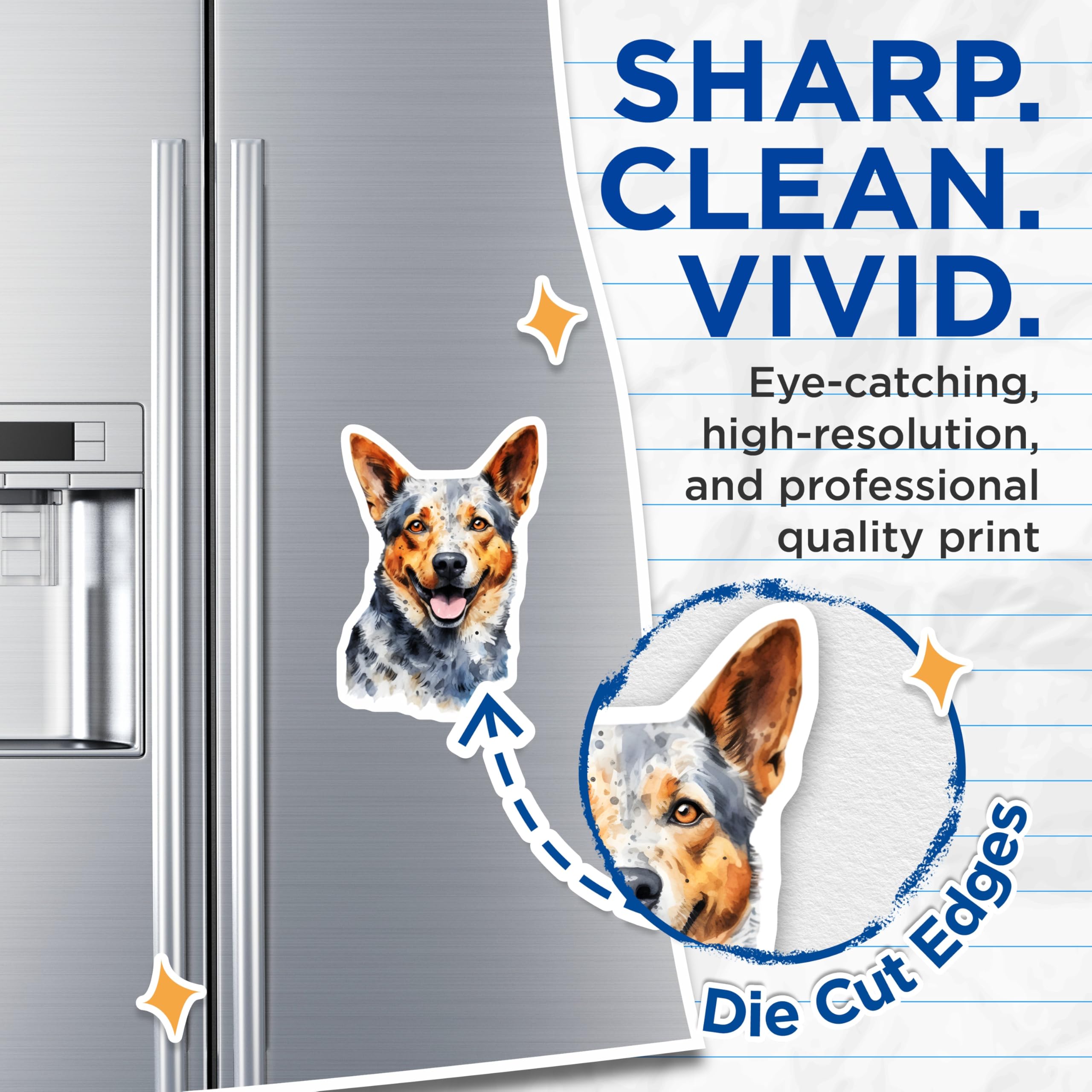 (2 Pack) Australian Cattle Dog Magnets - Blue Heeler Watercolor - Pet Parent Home Decor - 5 Inches On Longest Side - Thick Durable Magnet - Made in USA - MAG28360