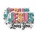 (2 Pack) Jesus Loves You Magnets - Groovy Christian Decor - Retro Faith Affirmation - 5 Inches On Longest Side - Thick Durable Magnet - Made in USA - MAG27359
