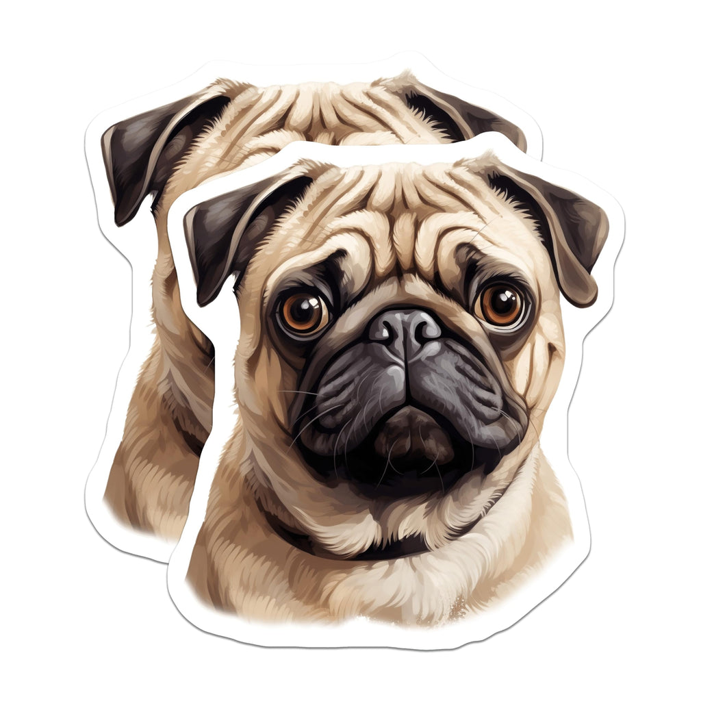 (2 Pack) Pug Dog Magnets - Adorable Pet Puppy Art - Fridge Locker Decor - Dog Breed Lover Collectible - 5 Inches On Longest Side - Thick Durable Magnet - Made in USA - MAG23599