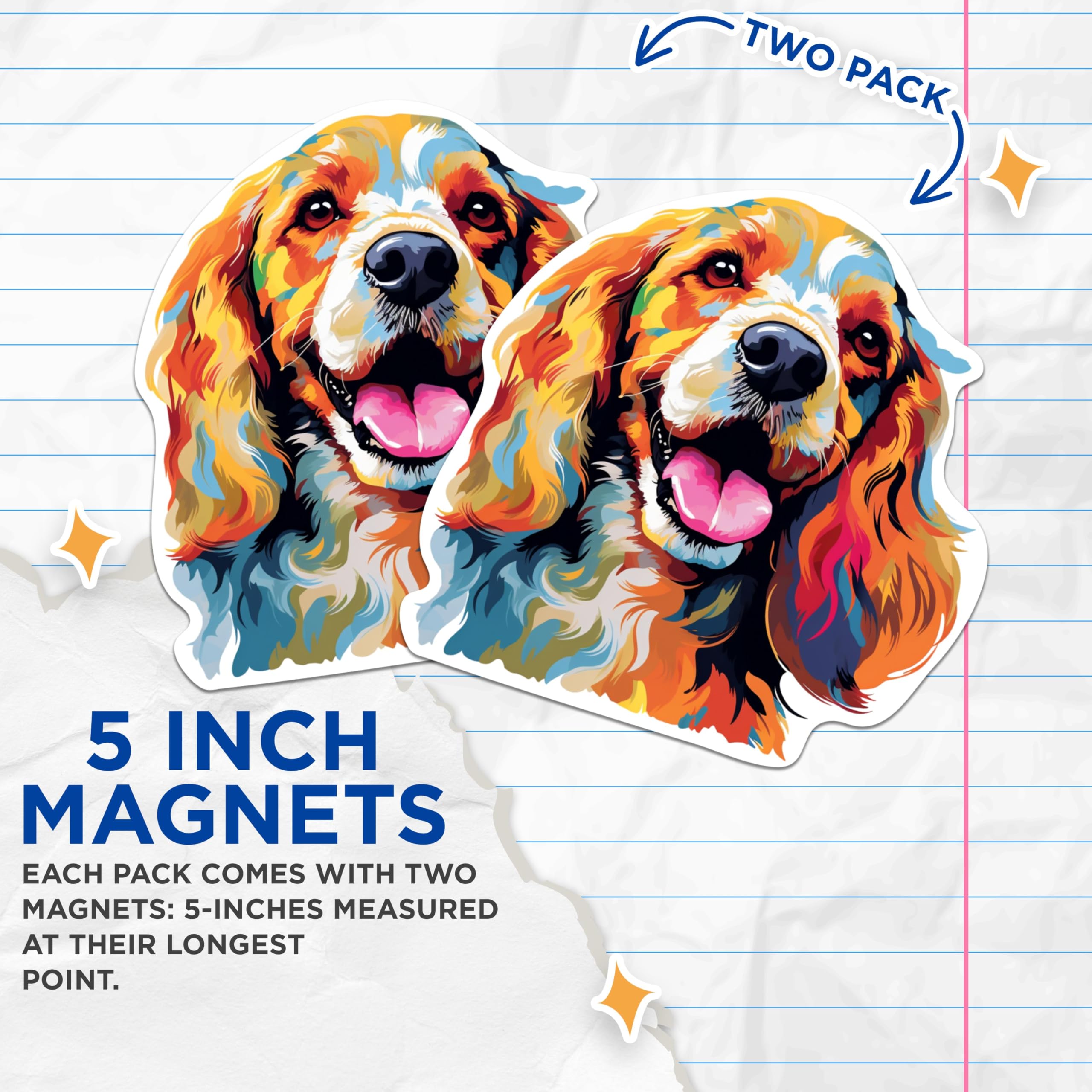 (2 Pack) Cocker Spaniel Dog Breed Magnets - 5 Inches On Longest Side - Choose from Over 100 Dog Breeds - for Cars, Refrigerators, Toolboxes - Made in USA - MAG1832