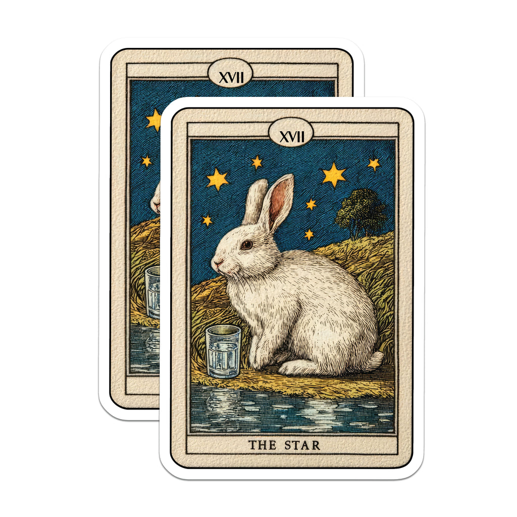 (2 Pack) The Star Tarot Magnets - Rabbit Spiritual Decor - Witchy Celestial Art - 5 Inches On Longest Side - Thick Durable Magnet - Made in USA - MAG38727