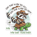 (2 Pack) On The Way to Get My Shit Together Stickers - Cute Raccoon and Turtle - 5" On Longest Side - Sticks to Smooth Flat Surfaces - Made in USA - BMCS6220