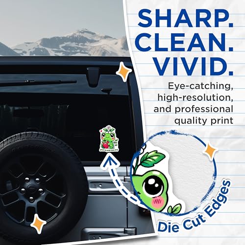 (2 Pack) Inspirational Cute Frog Stickers - Positive Affirmation - Encouraging Art - 5" On Longest Side - Sticks to Smooth Flat Surfaces - Made in USA - BMCS7617