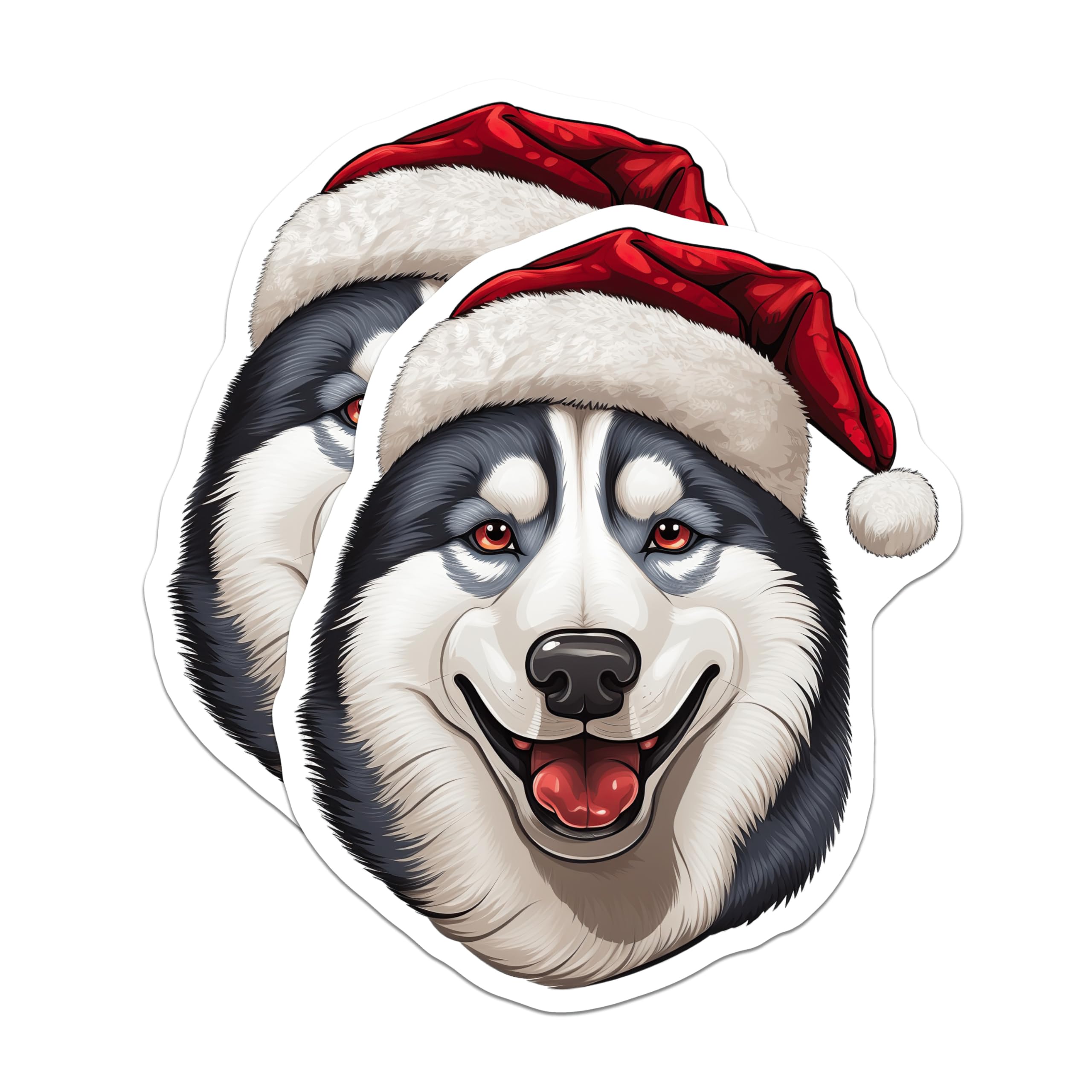 (2 Pack) Santa Husky Magnets - Christmas Dog Holiday Decor - Festive Siberian Husky - Winter Pet Lover Magnet - 5 Inches On Longest Side - Thick Durable Magnet - Made in USA - MAG24813