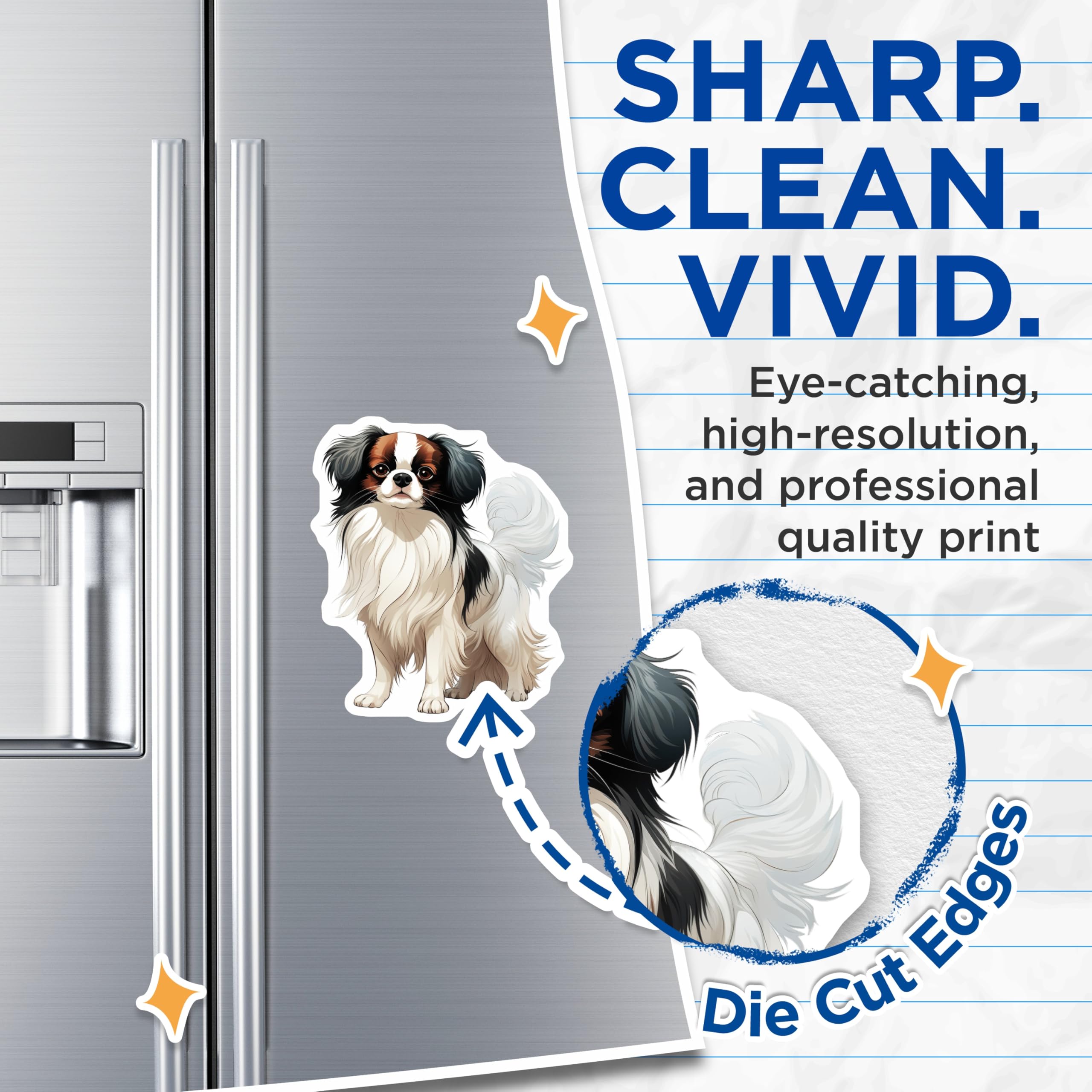 (2 Pack) Cavalier King Charles Spaniel Magnets - Tri Color Dog Art - Dog Mom Pet Lover Refrigerator - 5 Inches On Longest Side - Thick Durable Magnet - Made in USA - MAG25002