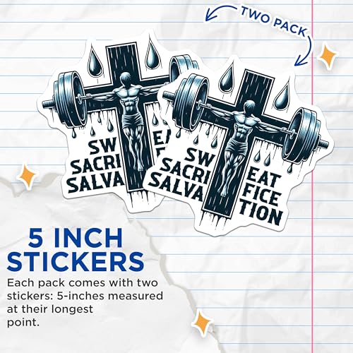 (2 Pack) Gym Motivation Stickers - Fitness Enthusiast - Inspirational Workout - 5" On Longest Side - Sticks to Smooth Flat Surfaces - Made in USA - BMCS9641