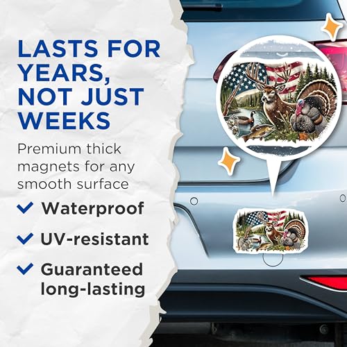 (2 Pack) Wildlife Scene Magnets Magnets - American Flag - Nature Animals - 5" On Longest Side - Made in USA - Sticks to Refrigerators & Metal Surfaces - MAG8656