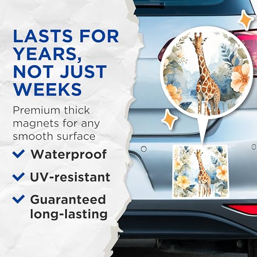 (2 Pack) Giraffe Magnets Magnets - Unique Home Decor - Nursery Decorations - 5" On Longest Side - Made in USA - Sticks to Refrigerators & Metal Surfaces - MAG8686