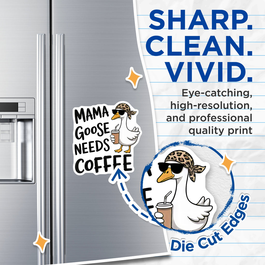 (2 Pack) Mama Goose Needs Coffee Magnets - Funny Mom Life Item - Caffeine Lover Fridge Decor - New Mother Humor Magnet - 5 Inches On Longest Side - Thick Durable Magnet - Made in USA - MAG39293