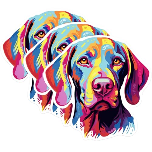 (3 Pack) Vizsla Dog Decals - Colorful Dog Art - Pet Lover Decals - 3 Inches On Longest Side - Easy Peel & Apply - Made in USA - 3MCS0844