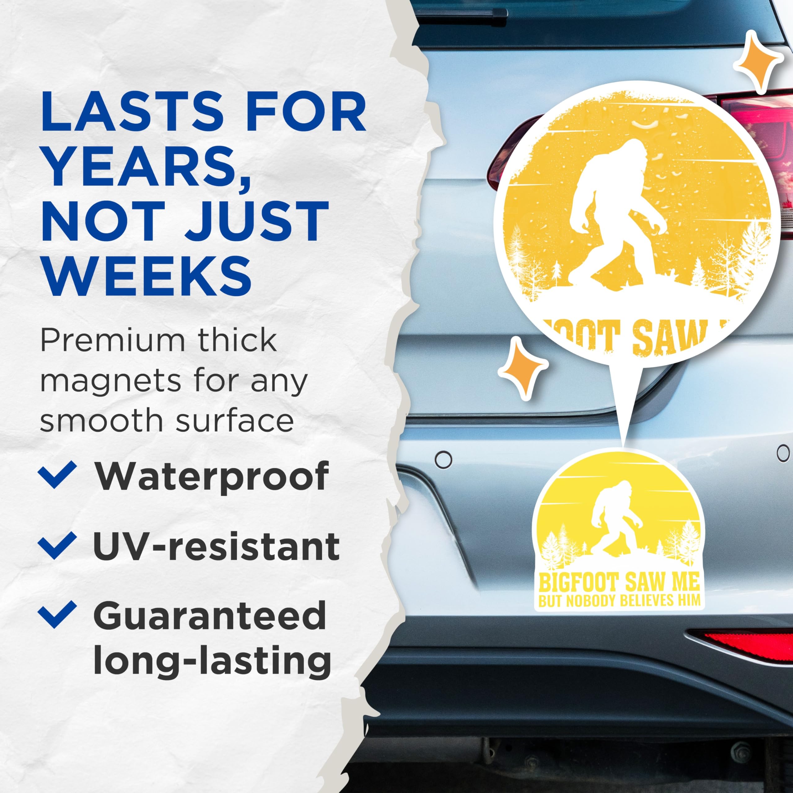(2 Pack) Bigfoot Magnets - Funny Sasquatch Quote - Cryptozoology Fridge Magnets - 5" On Longest Side - Premium Magnet - for Cars, Refrigerators, Toolboxes, Lockers - Made in USA - MAG18278