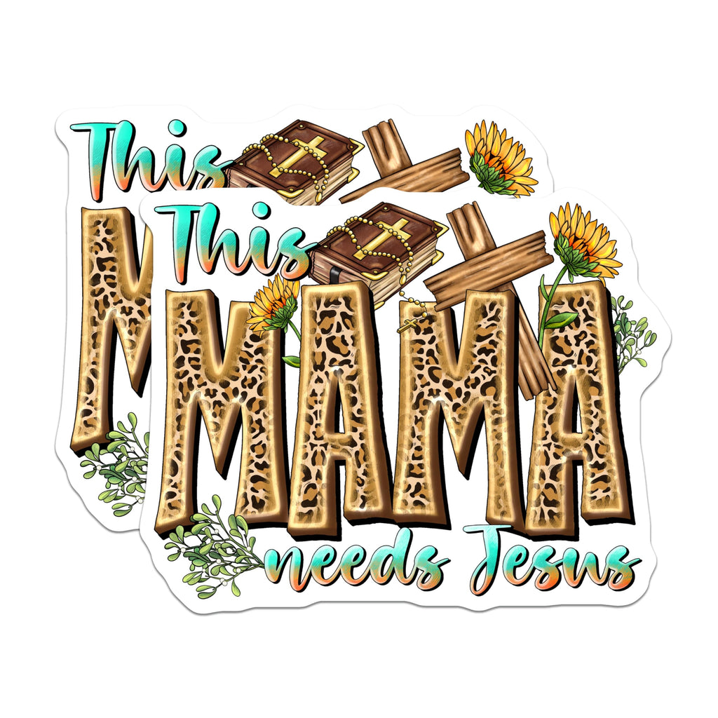 (2 Pack) Christian Mama Magnets - Leopard Print Mama - Faith Based Refrigerator Art - 5 Inches On Longest Side - Thick Durable Magnet - Made in USA - MAG30676