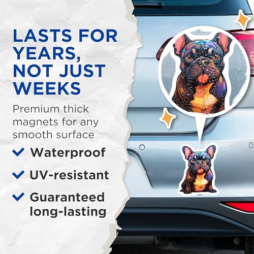 (2 Pack) French Bulldog Magnets - Cute Dog Magnet for Fridge - Animal Lover Ative Magnet - 5" On Longest Side - for Cars, Fridges, Toolboxes - Made in USA - MAG3941