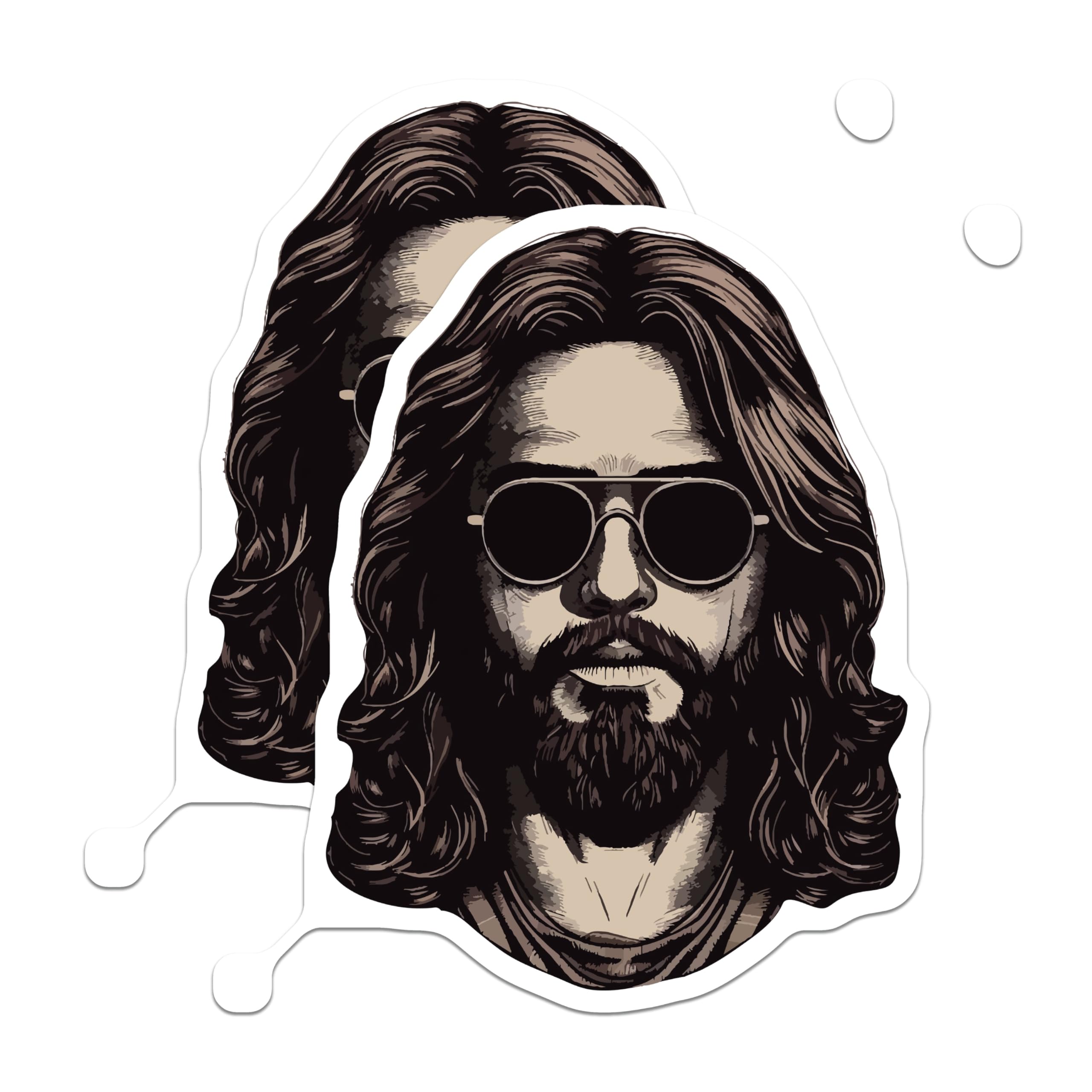 (2 Pack) Cool Jesus Magnets - Hipster Christ Art - Aviator Guy for Man Cave - 5 Inches On Longest Side - Thick Durable Magnet - Made in USA - MAG29436