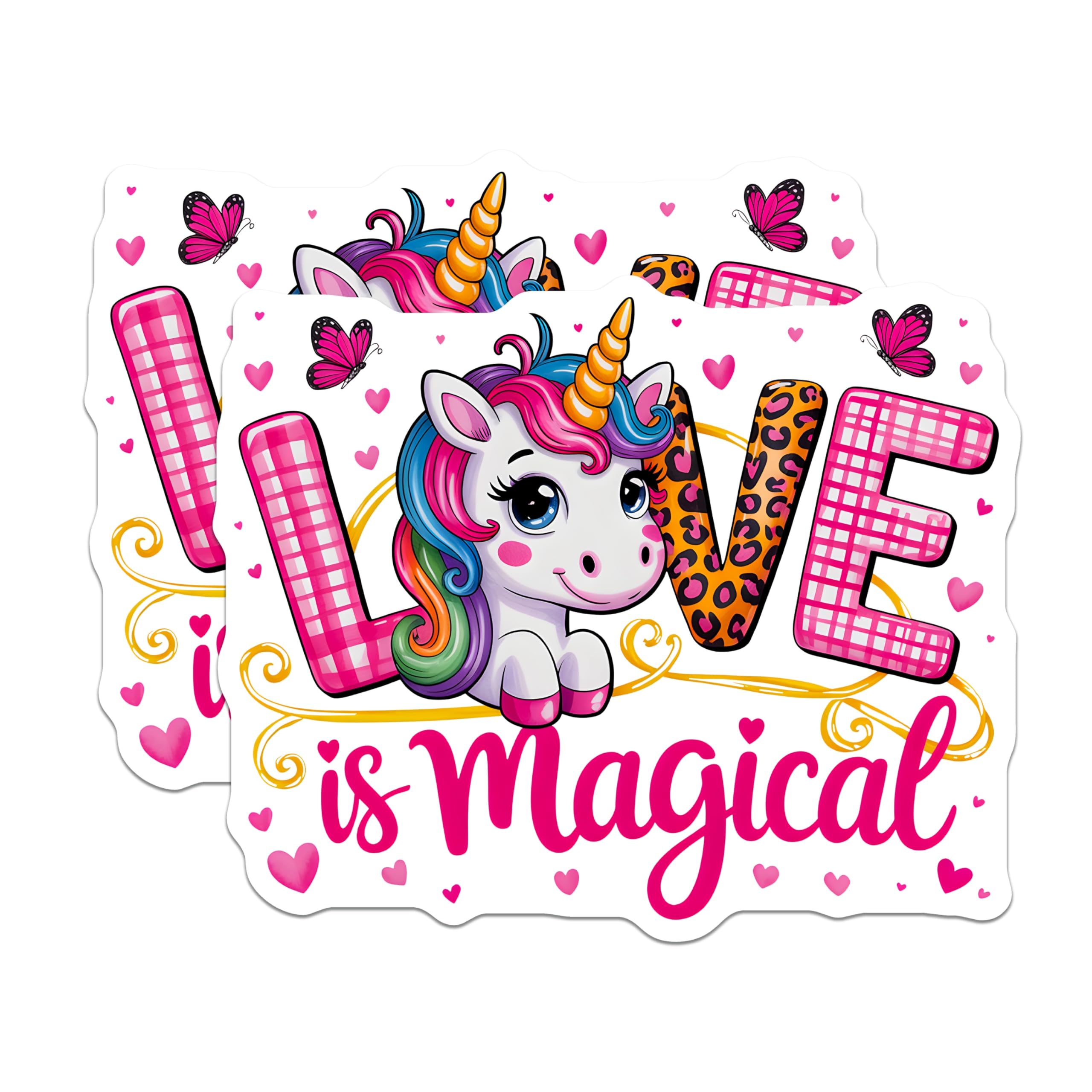 (2 Pack) Magical Unicorn Magnets - Love Affirmation Decor - Kawaii Fantasy Aesthetic for Kids - 5 Inches On Longest Side - Thick Durable Magnet - Made in USA - MAG29202