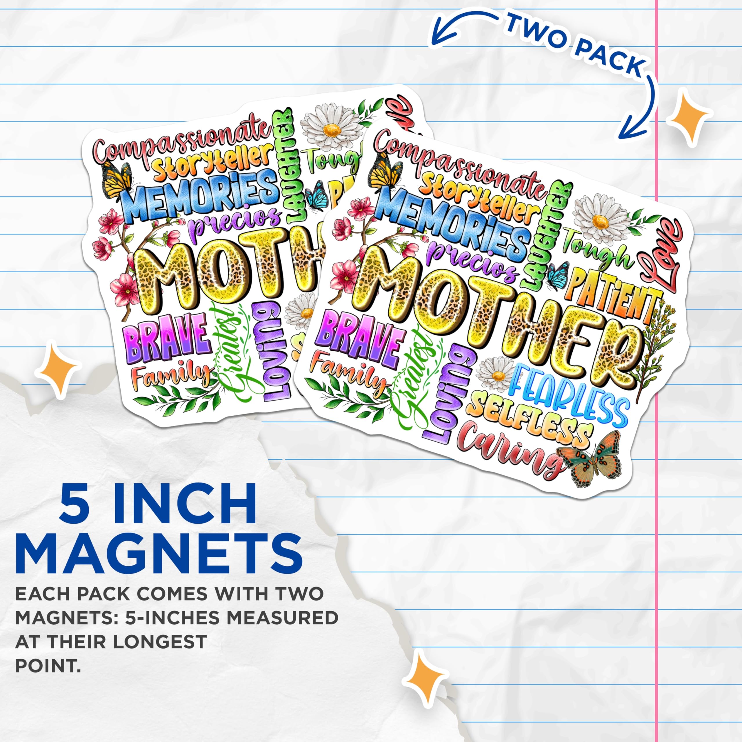 (2 Pack) Mom Appreciation Magnets - Meaningful Motherhood Qualities - Inspirational Mother Decor - 5 Inches On Longest Side - Thick Durable Magnet - Made in USA - MAG29533