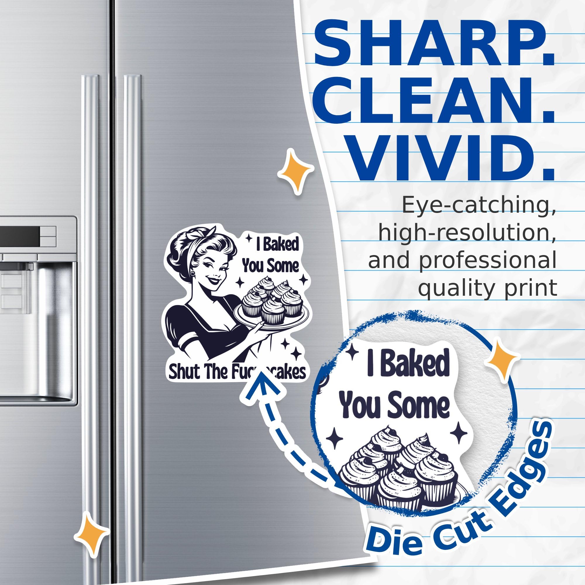 (2 Pack) I Baked You Some Shut The Fucupcakes Magnets - Funny Sarcastic Sassy - 5" On Longest Side - Premium Magnet - for Cars, Refrigerators, Toolboxes, Lockers - Made in USA - MAG0623