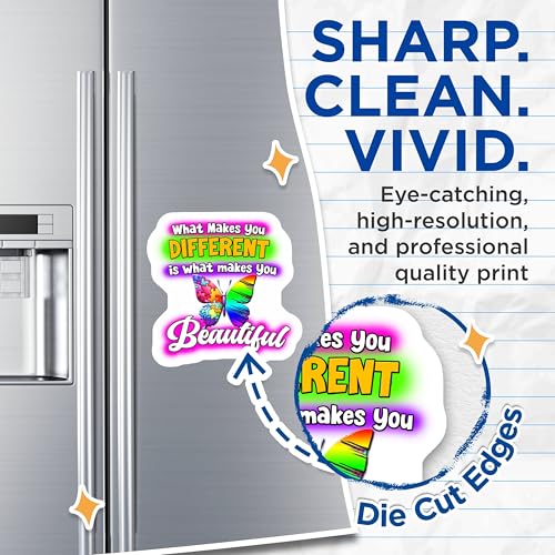 (2 Pack) What Makes You Different Magnets - Inspirational Quote - Butterfly Design - 5" On Longest Side - for Cars, Fridges, Toolboxes - Made in USA - MAG7204