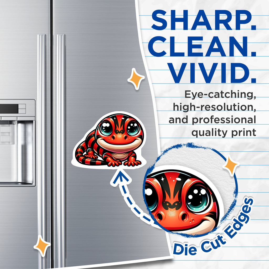 (2 Pack) Cute Gecko Magnets - Kawaii Lizard Decor - Smiling Reptile Animal Fridge Locker - 5 Inches On Longest Side - Thick Durable Magnet - Made in USA - MAG36748
