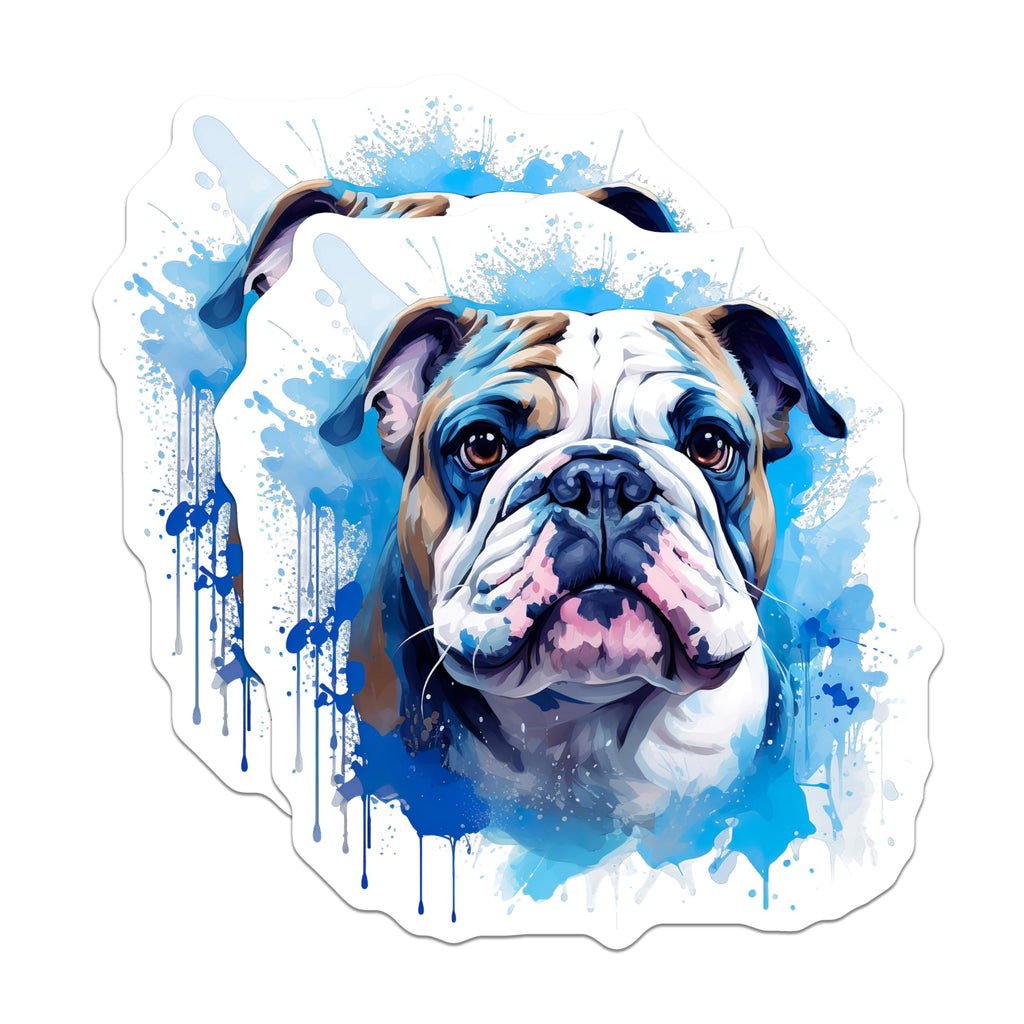 (2 Pack) English Bulldog Magnets - Watercolor Pet Portrait - Bulldog Lover Accents - 5 Inches On Longest Side - Thick Durable Magnet - Made in USA - MAG30613