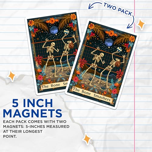 (2 Pack) Skeleton Decor Magnet - Spooky Home Decor - 5" On Longest Side - Sticks to Smooth Flat Surfaces - Made in USA - MAG10023