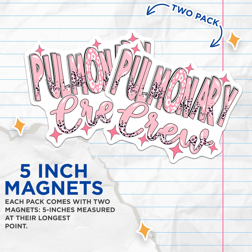 (2 Pack) Pulmonary Crew Magnets - Medical Team - Leopard Print Nurse Magnet - 5" On Longest Side - Premium Magnet - for Cars, Refrigerators, Toolboxes, Lockers - Made in USA - MAG17262