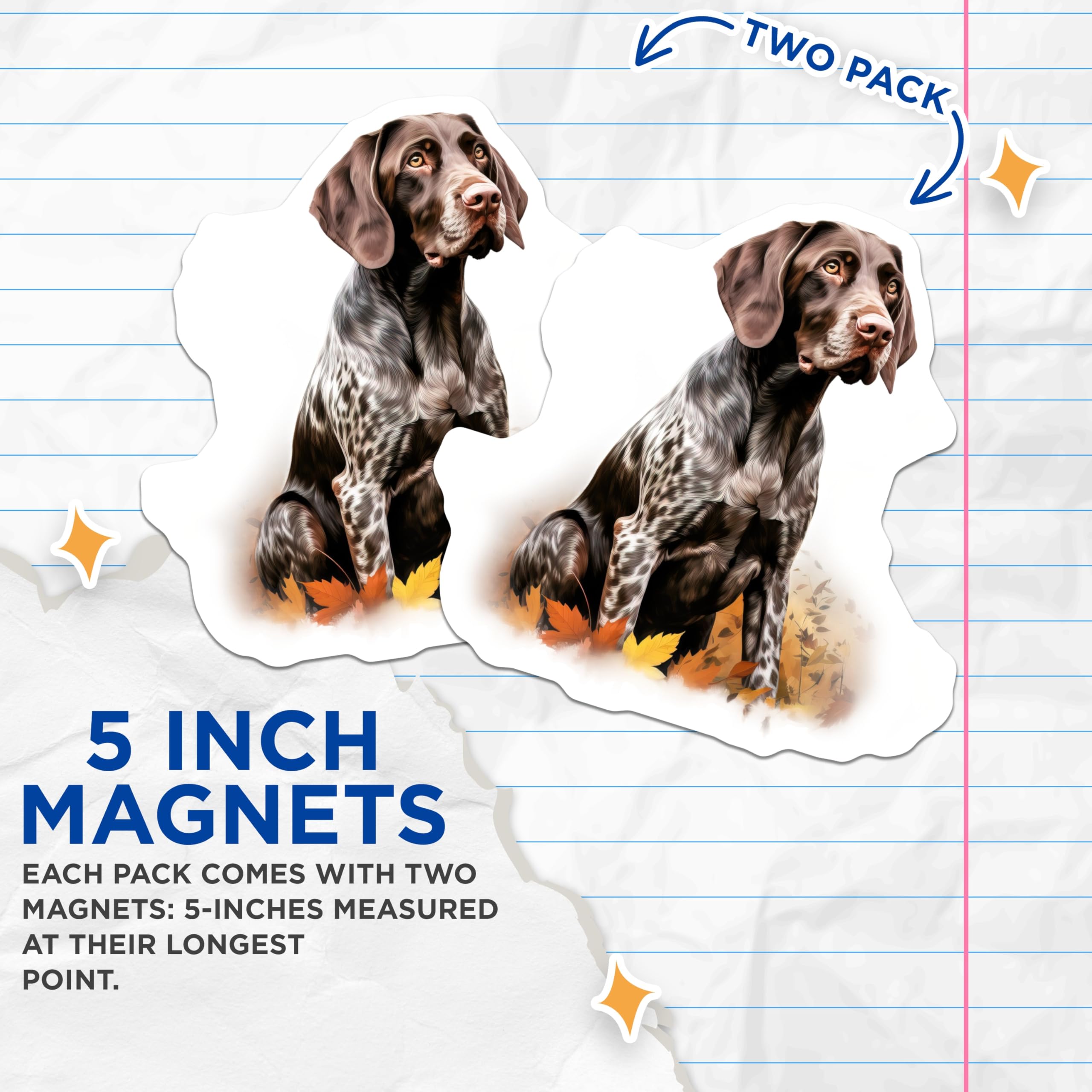 (2 Pack) German Shorthaired Pointer Magnets - GSP Dog Art - Hunter Pet Lover Decor - 5 Inches On Longest Side - Thick Durable Magnet - Made in USA - MAG25810