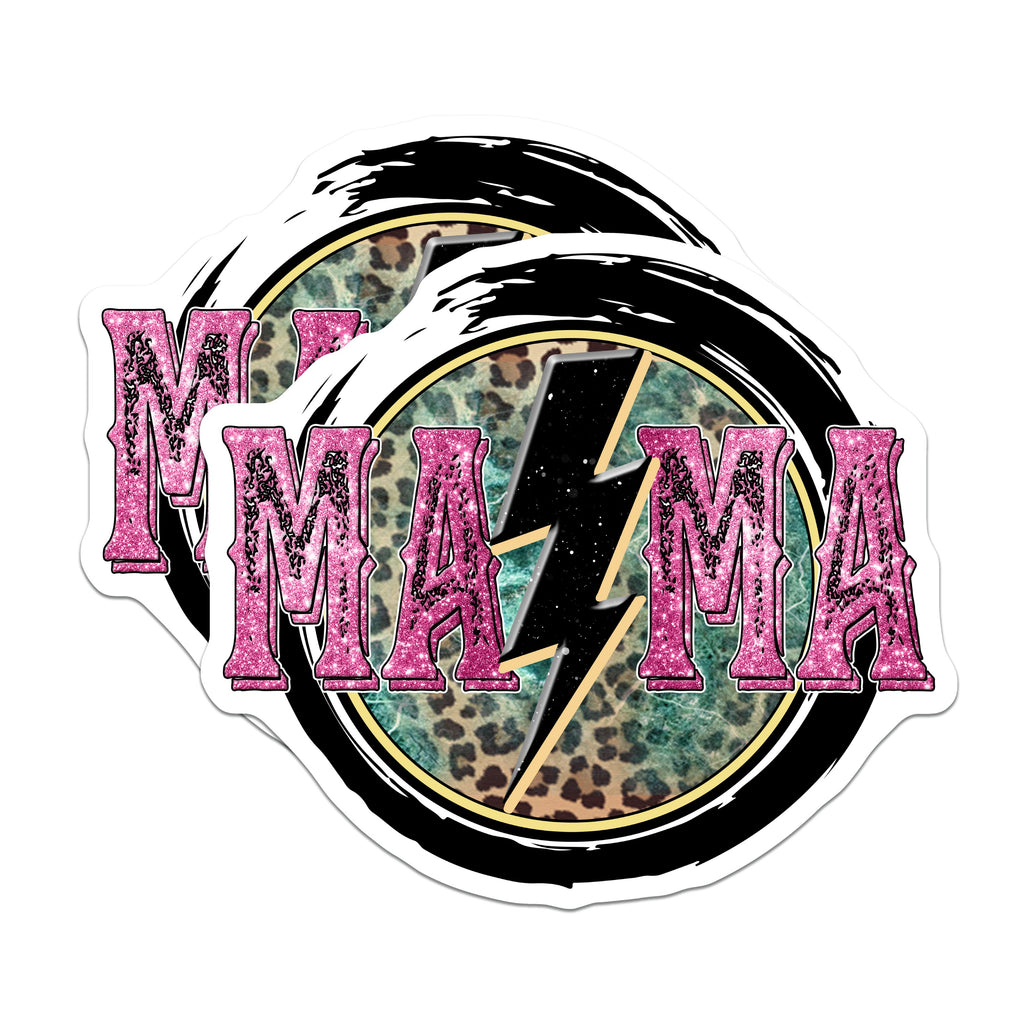 (2 Pack) Trendy Mama Magnets - Leopard Print Design - Lightning Bolt - Rocker Mom Aesthetic - Motherhood Accessory - 5 Inches On Longest Side - Thick Durable Magnet - Made in USA - MAG36275