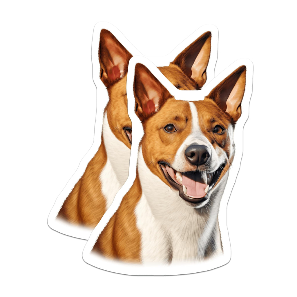 (2 Pack) Basenji Dog Magnets - Happy Pet Face Art - Refrigerator Locker Decor for Dog Lovers - 5 Inches On Longest Side - Thick Durable Magnet - Made in USA - MAG29115