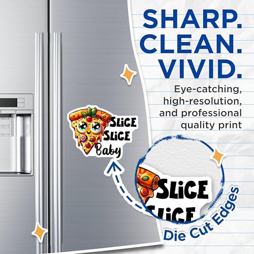 (2 Pack) Slice Slice Baby Magnets Magnets - Cute Pizza Pun - Kawaii Food Art - 5" On Longest Side - Made in USA - Sticks to Refrigerators & Metal Surfaces - MAG8789