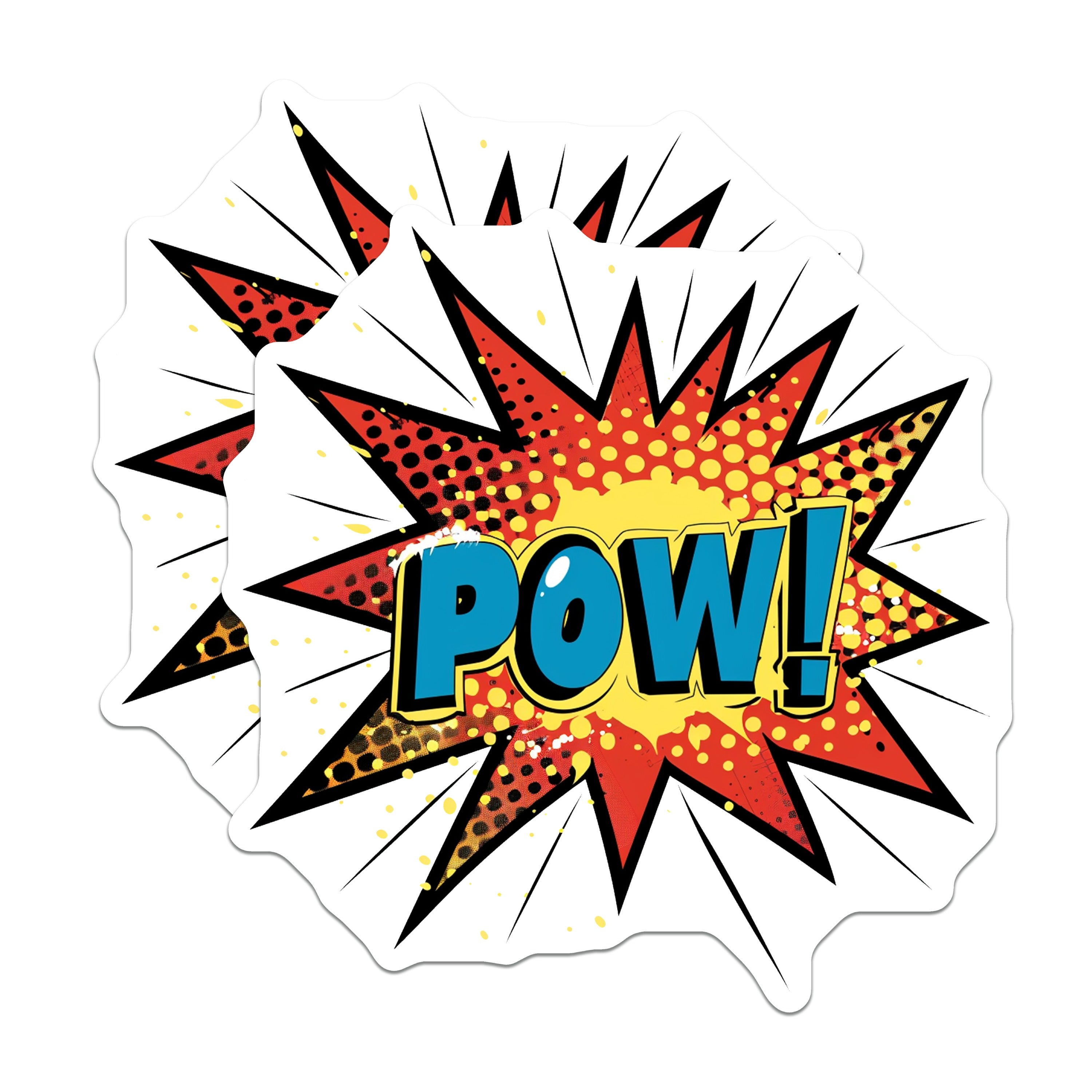 (2 Pack) POW Comic Book Magnets - Pop Art Style - Retro Cartoon Action Decor - 5 Inches On Longest Side - Thick Durable Magnet - Made in USA - MAG38862