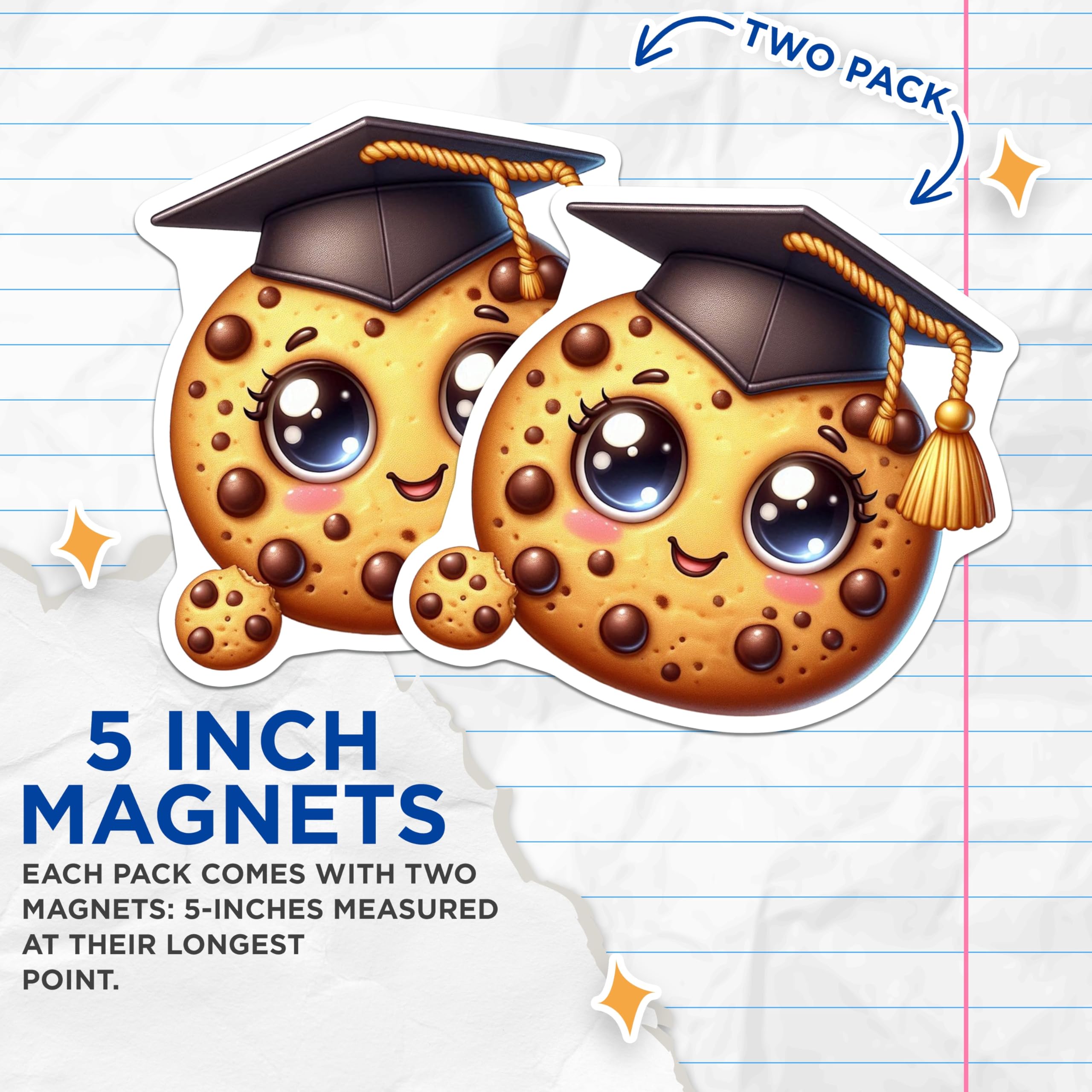 (2 Pack) Graduation Cookie Magnets - Cute Graduate Decor - Celebration Magnets - 5" On Longest Side - Premium Magnet - for Cars, Refrigerators, Toolboxes, Lockers - Made in USA - MAG15132