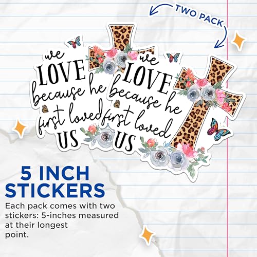 (2 Pack) Love Quote Stickers - Christian Faith Stickers - Religious Inspirational Quote - 5" On Longest Side - Sticks to Any Smooth Flat Surface - Made in USA - BMCS2884