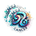 (2 Pack) Cancer Zodiac Sign Stickers - Astrology Art - Watercolor Horoscope Symbol - 5" On Longest Side - Sticks to Smooth Flat Surfaces - Made in USA - BMCS7034