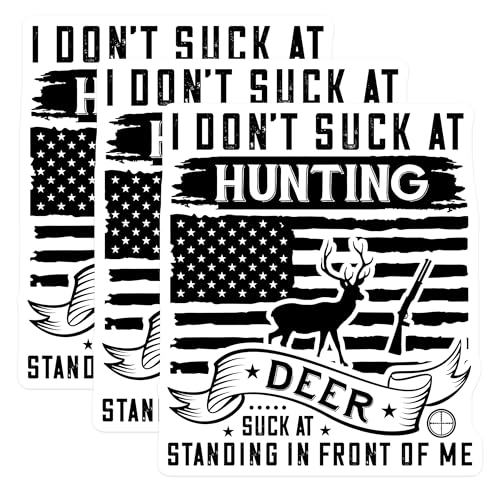 (3 Pack) Hunting Decals - Deer Hunter - Funny Hunting - Laptop Decal - 3 Inches On Longest Side - Easy Peel & Apply - Made in USA - 3MCS2866