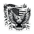 (2 Pack) American Eagle Stickers - Patriotic Stickers - USA Flag Decals- 5" On Longest Side - Sticks to Smooth Flat Surfaces - Made in USA - BMCS16893