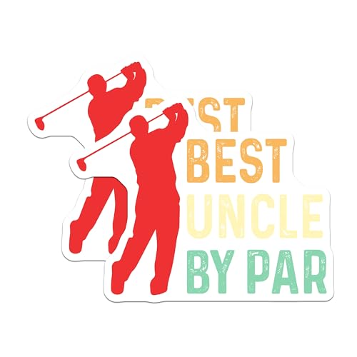 (2 Pack) Best Uncle by Par Stickers - Golf Uncle Stickers - Fun Uncle Appreciation Stickers - 5" On Longest Side - Sticks to Smooth Flat Surfaces - Made in USA - BMCS4776