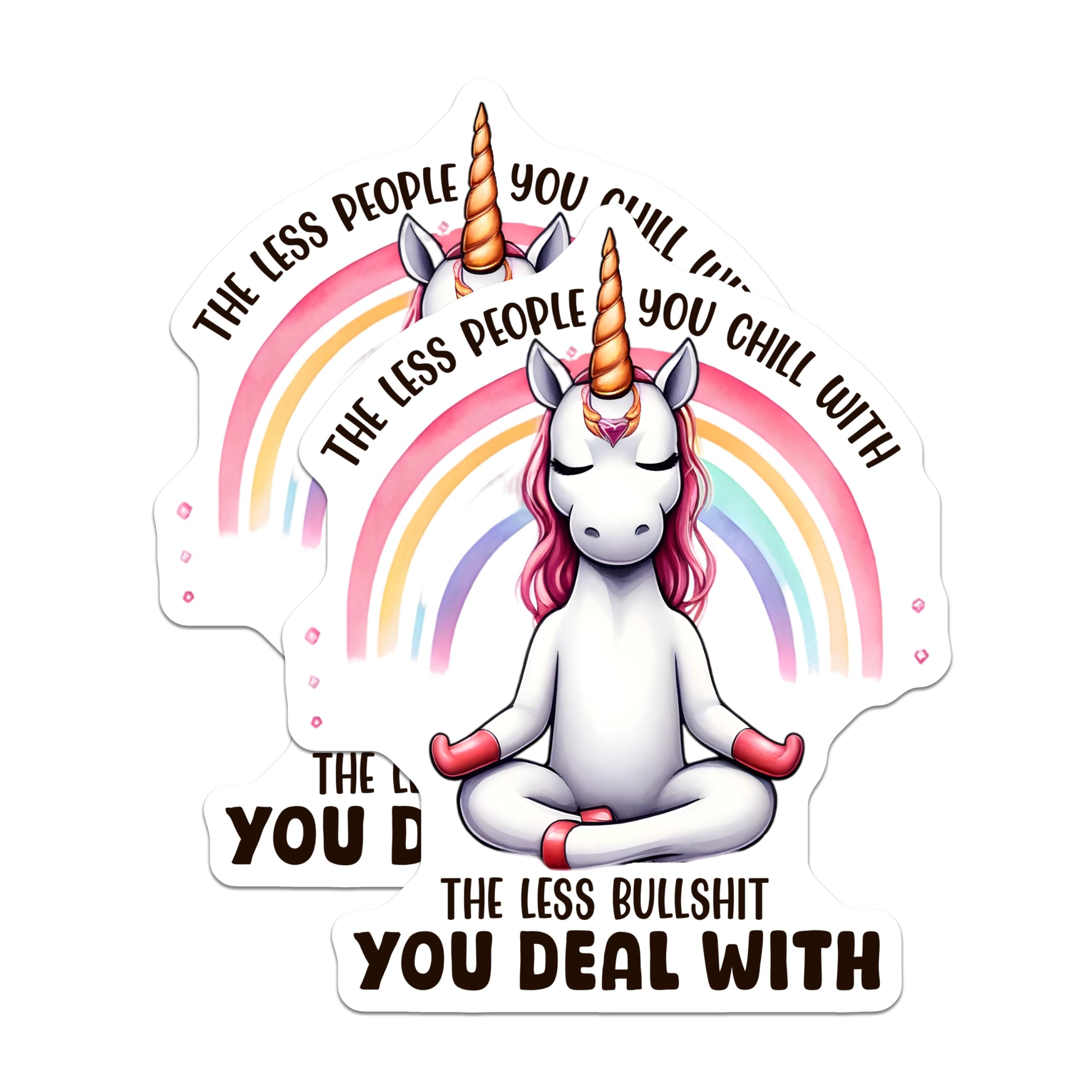 (2 Pack) Unicorn Meditating Magnets - Motivational Quote Magnets - Rainbow Unicorn Magnets - 5" On Longest Side - for Cars, Refrigerators, Toolboxes, Lockers - Made in USA BMCS3339