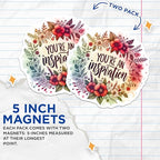 (2 Pack) Inspirational Magnets - You're an Inspiration - Motivational Home Magnets - 5" On Longest Side - for Cars, Fridges, Toolboxes - Made in USA - MAG4429
